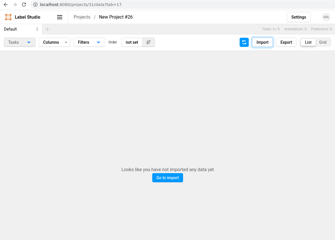 Import Button in Data Manager